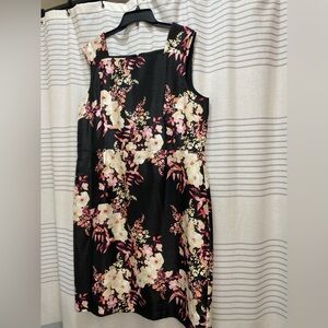 Preston & York Black Silky Dress with Pink and Cream Florals